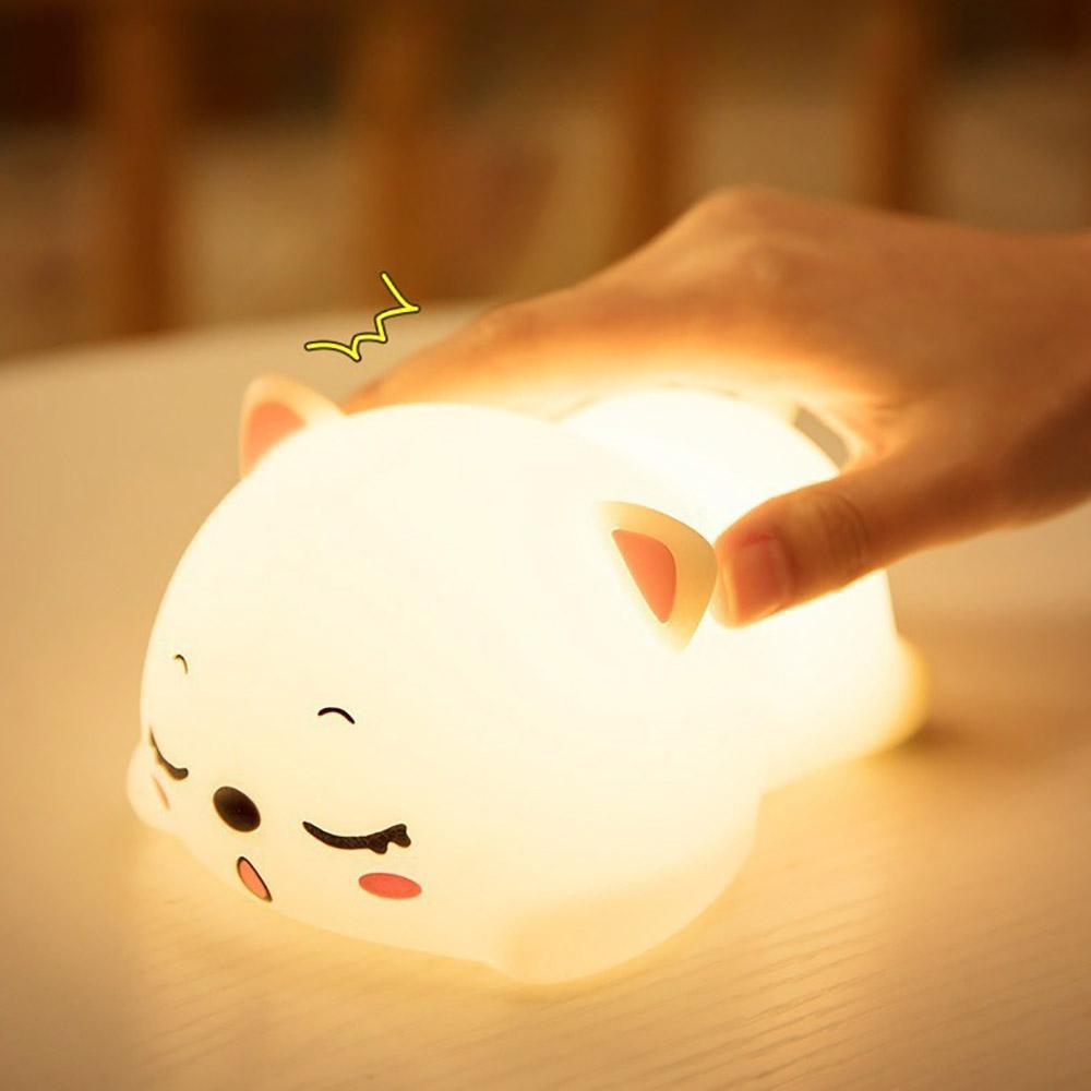 Children's Wireless LED Night Light Cat / Bedroom Lamp with 7 Colors Changing