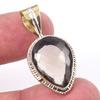 Natural Smoky Quartz 925 Solid Sterling Silver TwoTone Gift Pendant 1.25" a4E07
