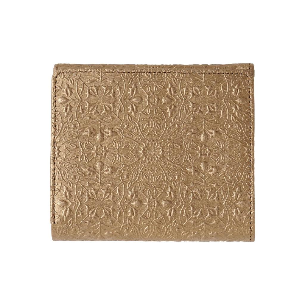 Настоящая кожаная складная бумажник с тиснением Morris Antique Монета William Morris Золотой [HIRAMEKI.] Женский кошелек-коробочка, (Античное золото)