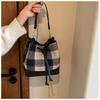 IELGY Женская красная сумка-мешок, большая вместительная сумка через плечо в клетку с текстурированной отделкой премиум-класса