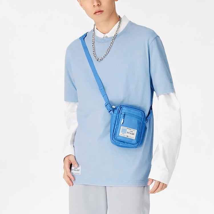 Li-Ning Сплошная цветная повседневная футболка с круглым вырезом и коротким рукавом, мужские топы, темно-синий AHSS361-8