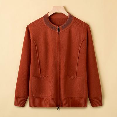 Одежда для осени для мамы среднего возраста, вязаная одежда, новый зарубежный стиль, женский свитер-жакет для среднего и пожилого возраста