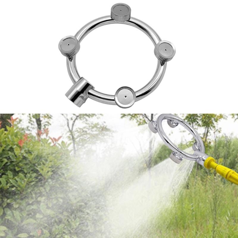 Garden Hose Nozzle Splitter Stainless Steel Fan Shaped Mist Spray Head for Extensive Coverage in Gardens and Farms