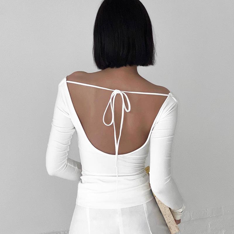 YYFS Женская мода повседневная весна осень однотонный принт длинный рукав одно плечо блузки и рубашки