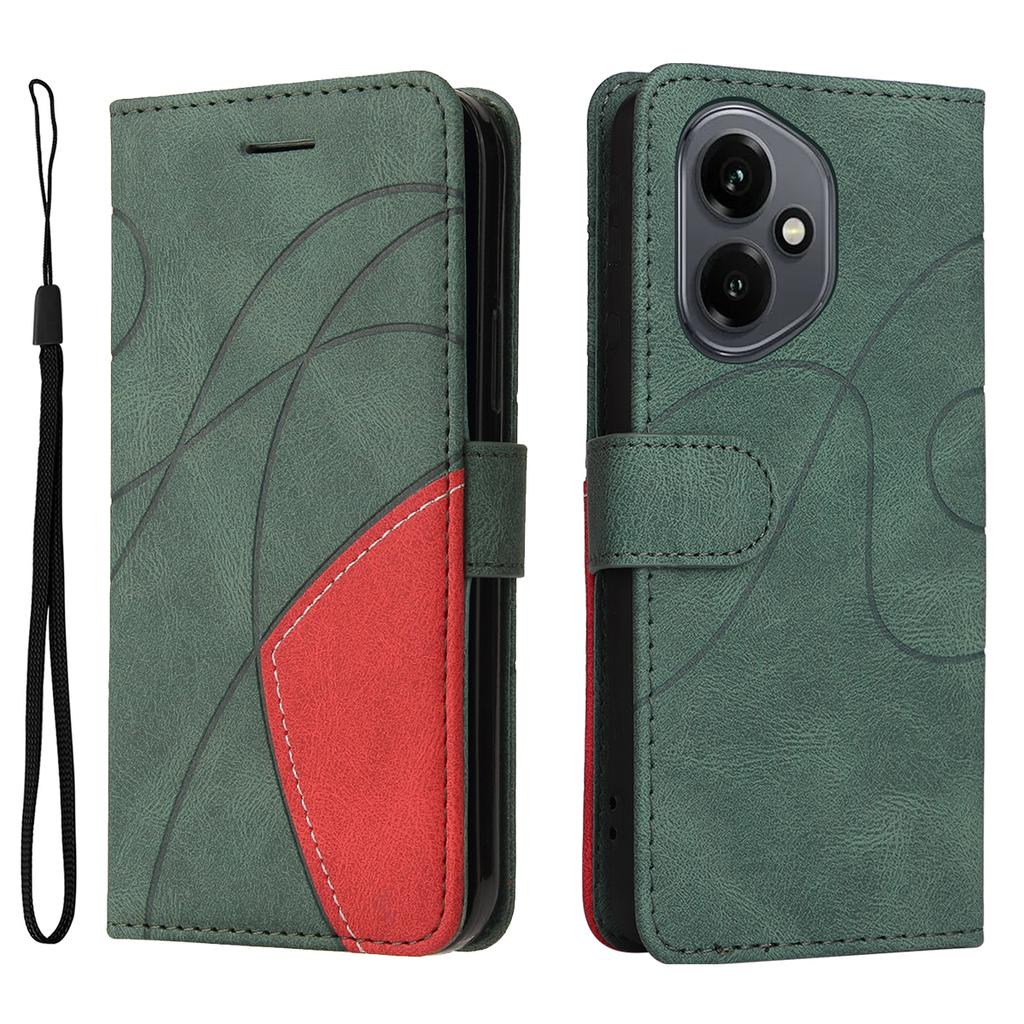 For Honor 400 5G (Глобальный) Кожаный чехол-подставка для телефона с кошельком и двухцветным дизайном