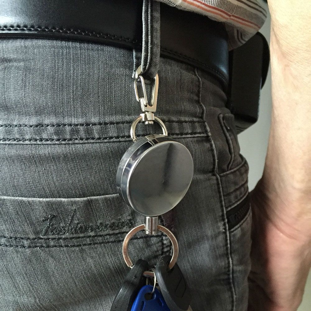 Rope Retractable Elastic Keychain Metal Badge Reel ID Card Holder Key Buckle Burglar Trinket Safety
