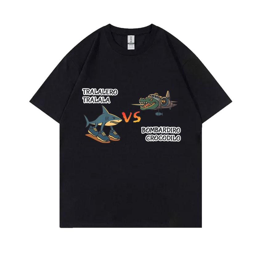 Hot Sale Italian Brainrot Funny Meme T Shirt Tralalero Tralala Tung Tung Tung Sahur Brr Brr Patapim Bombardiro Crocodilo T-shirt