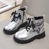 Winter Girls Sequins Boots Luxury Versatile Children Fashion Boots Black Silver Non-slip Kids Causal Ankle Cotton Boot Trend New