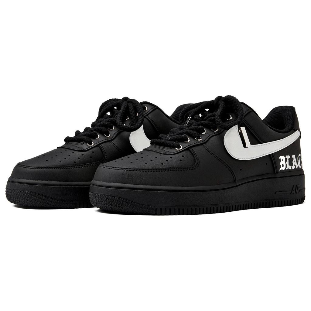 Nike Air Force 1 Покрытие Нескользящие Низкие Кеды для Скейтборда Унисекс Черный Серебристый CW2288-001(Team55-SWOOSH)