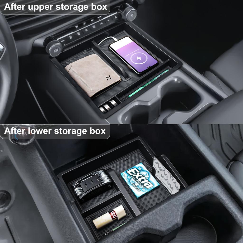 Front Center Console Organizer For 2025-2025 Chevy Silverado EV Work Truck (WT) Middle Center Console Storage Box Accessories