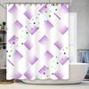 Современный геометрический квадратный набор штор для ванной комнаты Водонепроницаемые украшения для душа для ванной комнаты Фиолетовый Белый с цветными акцентами (Набор из 1)