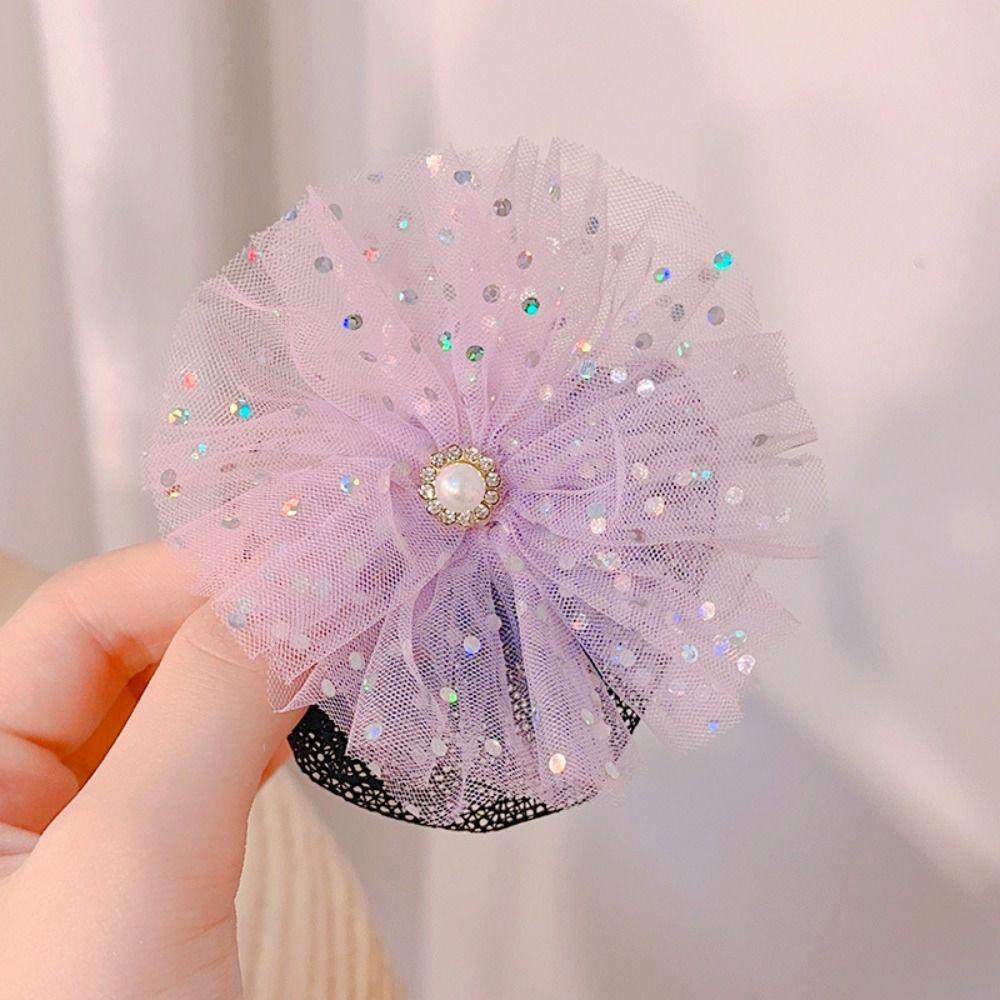Mesh Snood Spring Clip Princess Sequin Hair Nets Kids Headwear Star Hair Nets Birthday Party