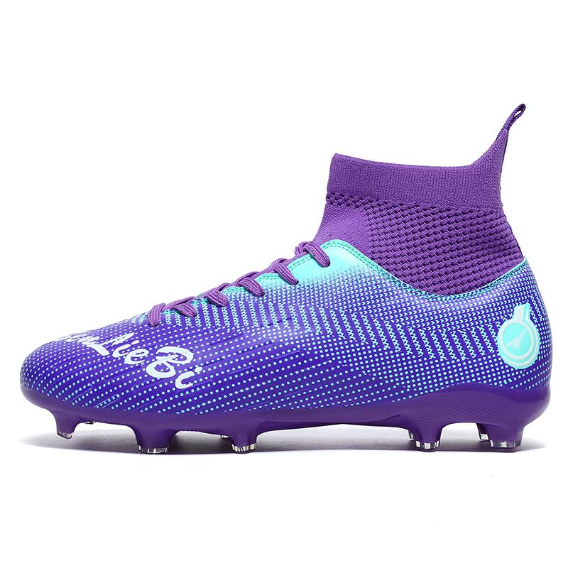 Мужские высокие футбольные бутсы, цветные уличные спортивные футбольные бутсы с длинными шипами, большие размеры, детские футбольные бутсы для молодежи