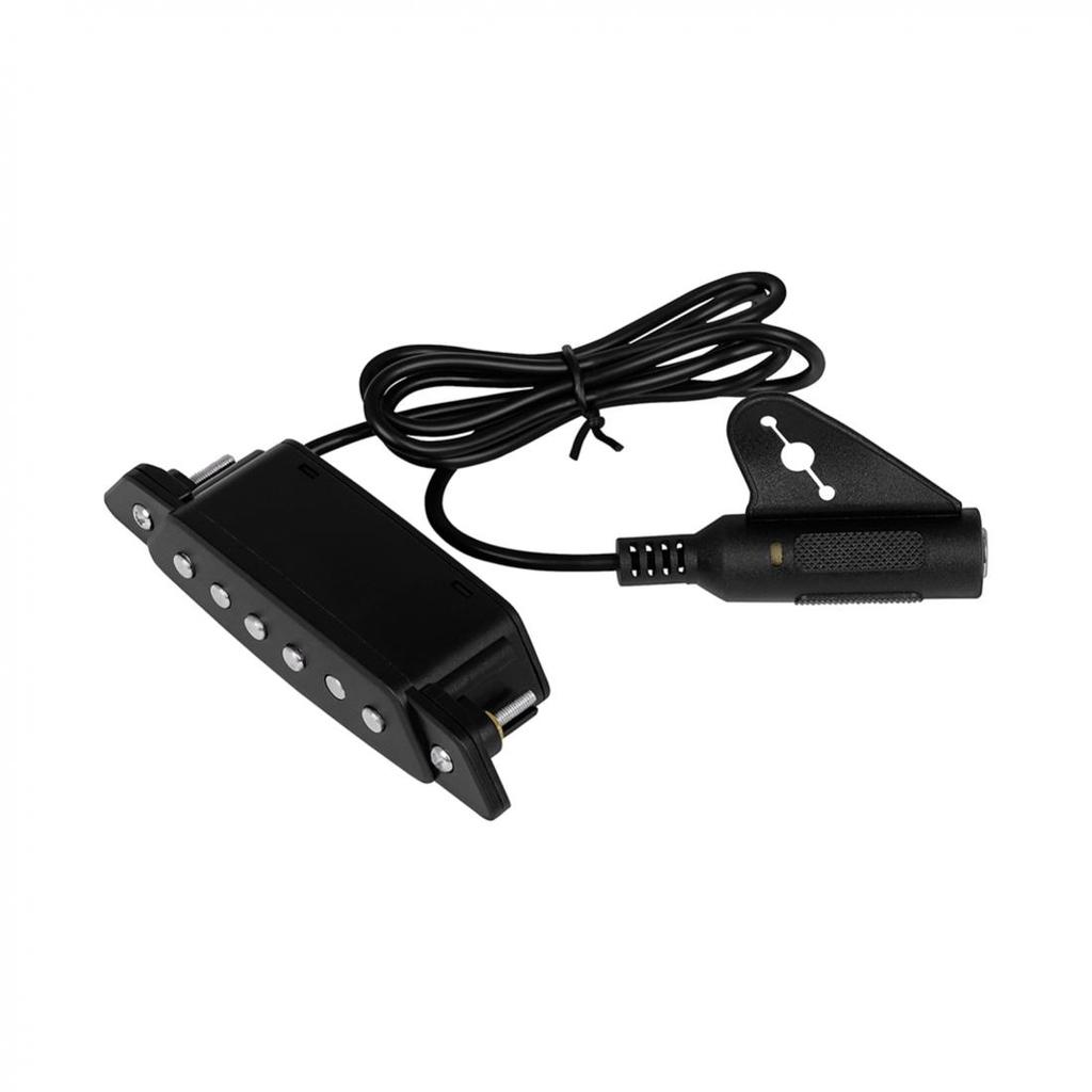 Звукосниматель для акустической гитары без перфорационного магнита со звуковым отверстием и аудиовыходом на хвостовом штифте