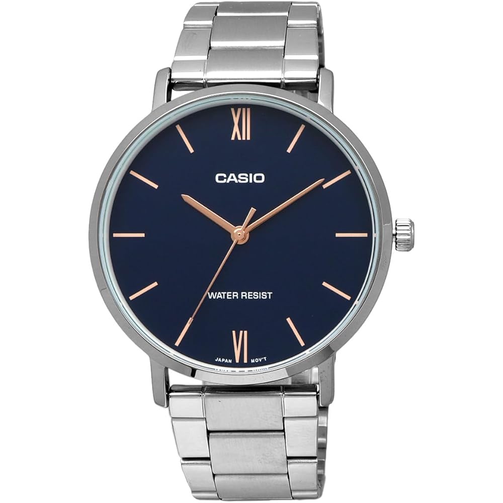 [Casio] Мужские кварцевые часы CASIO MTP-VT01D-2B Синий металлический браслет Модель для зарубежного рынка [Параллельный импорт]