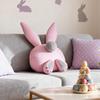 Пасхальная подушка в виде розового зайчика, подушка-зайчик с длинными ушами, пушистым хвостиком, милыми лапками, в горошек, мягкая игрушка-кролик, декоративная подушка для дома, дивана, кушетки, автомобиля