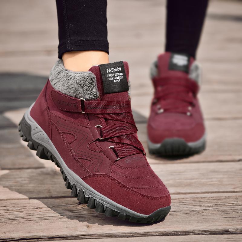 Женские зимние плюшевые зимние ботинки, нескользящие кроссовки для активного отдыха, женские теплые водонепроницаемые ботинки, модная теплая зимняя обувь