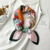 Imitation Silk Square Scarf Retro Cartoon Cat Women Neckerchief Spring and Summer