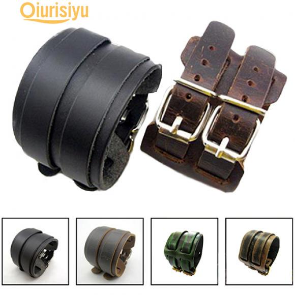 Мужской 2-слойный широкий пояс в стиле панк из искусственной кожи, браслет-манжета, подарок