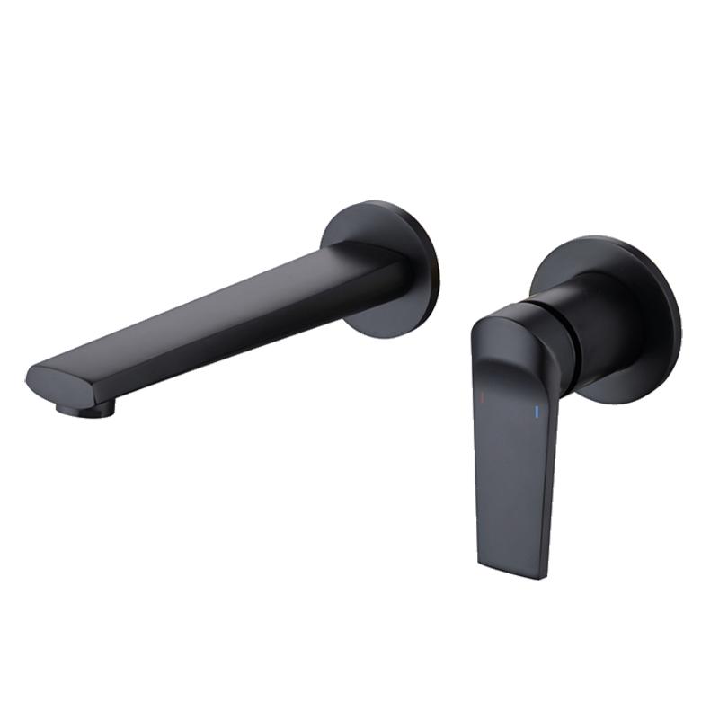 Brass Gun Grey/Brushed Gold Bathroom Basin Faucet Hidden Mount Wall-mounted Faucet Cold And Hot Mixer Sink Tap Chrome Black