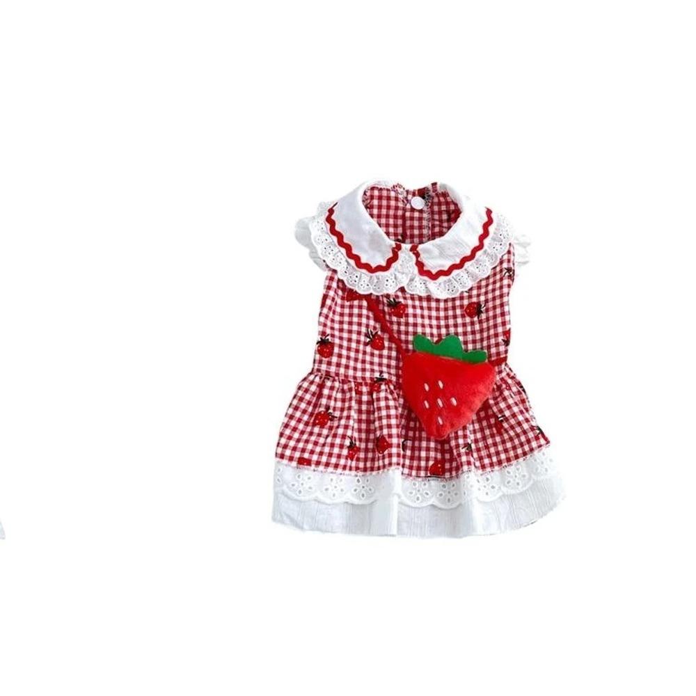 Breathable Pet Strawberry Dress Soft Pet Summer Clothes Fashion Dog Vest  Autumn