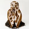 Women’s Scarf: Leopard-print, faux silk, European-style, high-end print, head-wrapping satin, large scarf