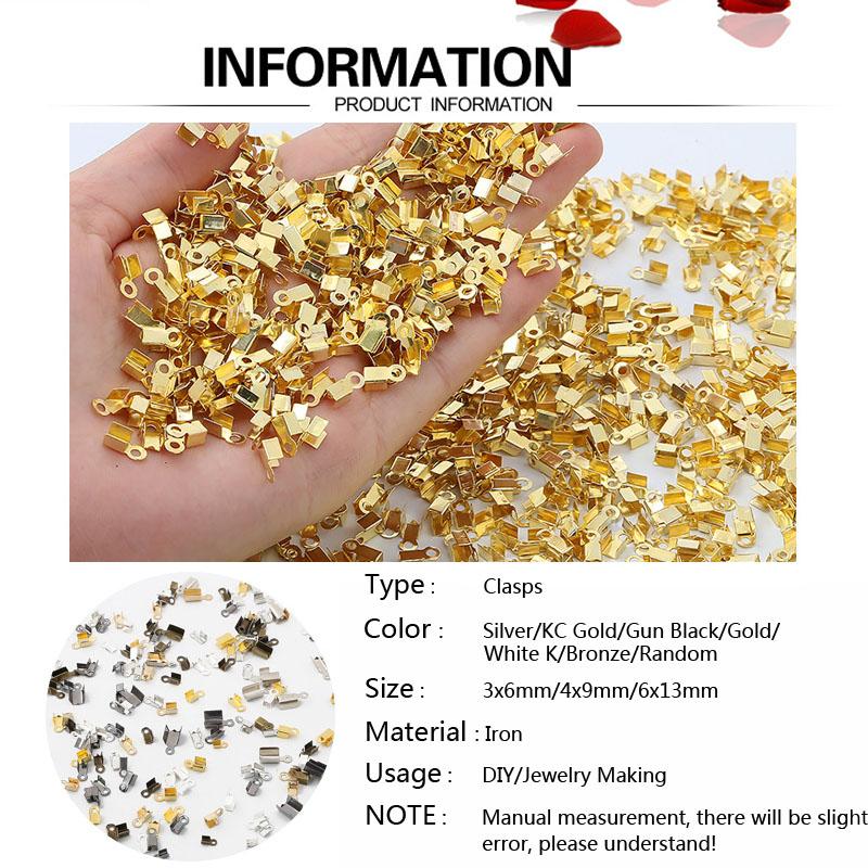 Застежки обжимные складные 200 шт./лот, зажим для шнура, кожаные колпачки, принадлежности для самостоятельного изготовления, соединители для бусин, лента для самостоятельного изготовления ювелирных изделий, наконечник для струны, высокое качество