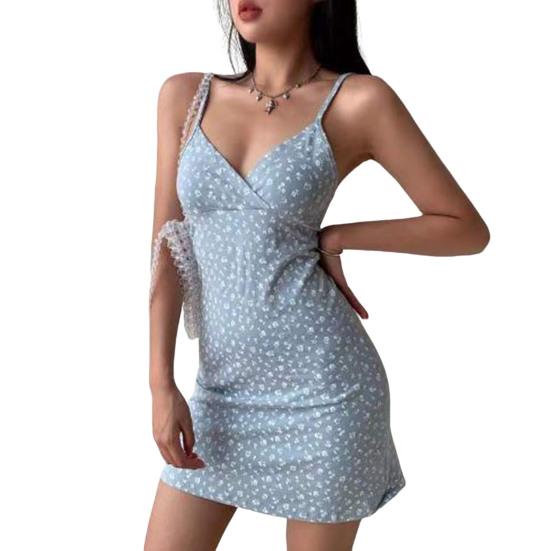 Camisole Dress Backless Versatile Sweat Absorbing Fashion Spaghetti Straps Floral Print Summer Mini Dress Streetwear