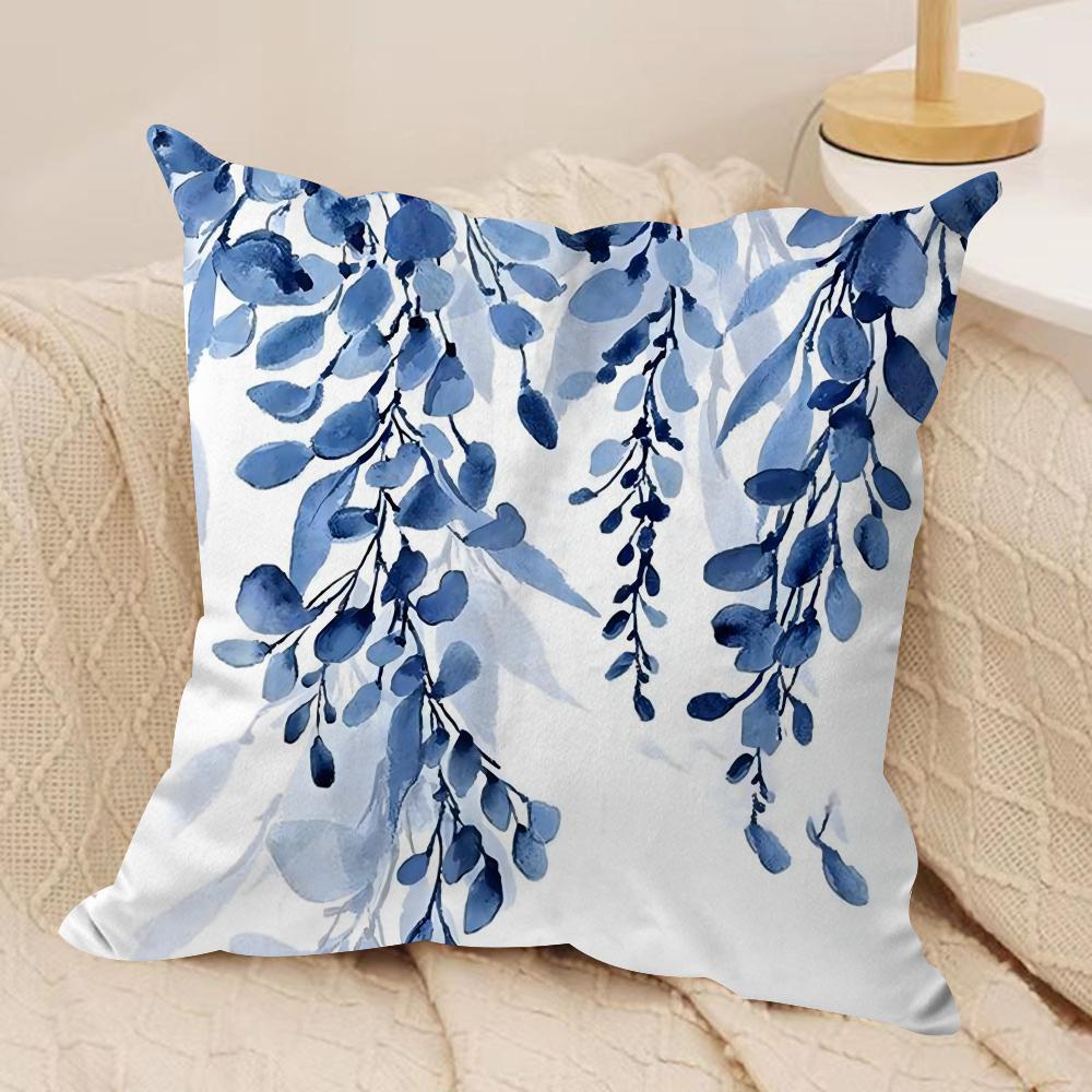 Painted Blue Print Creative Cushion Cover Soft Plush DoubleSided Sofa Pillow Cushion Cover AllSeason Durable Decor Gift