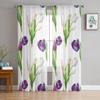 Тюльпаны Акварельная живопись Прозрачные шторы для гостиной, спальни, современные вуалевые тюль-шторы, тканевые шторы для кухни
