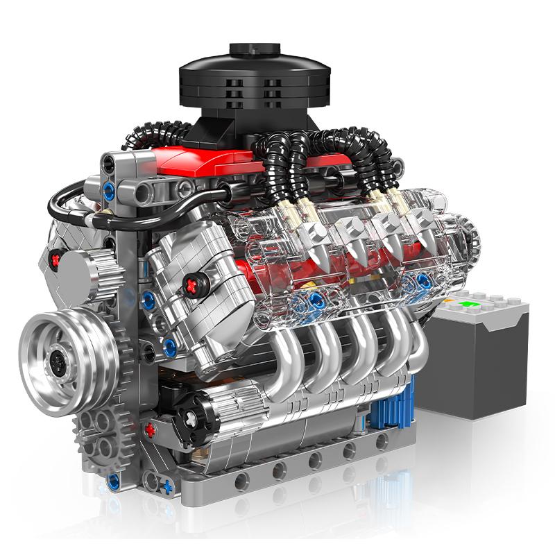 487 шт. Наборы строительных блоков двигателя V8 Lsx454, Технические, Имитированные, Мелкодетальные, Сборные кирпичики, Модель, Игрушки, Подарки на праздник