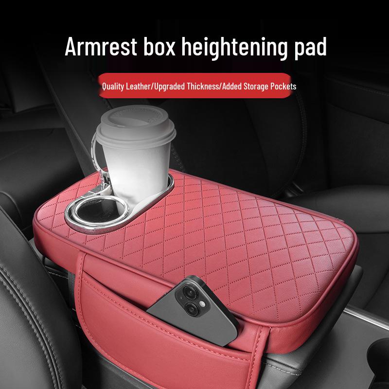Многофункциональная кожаная накладка на подлокотник автомобиля с местом для хранения, подстаканником и защитным чехлом