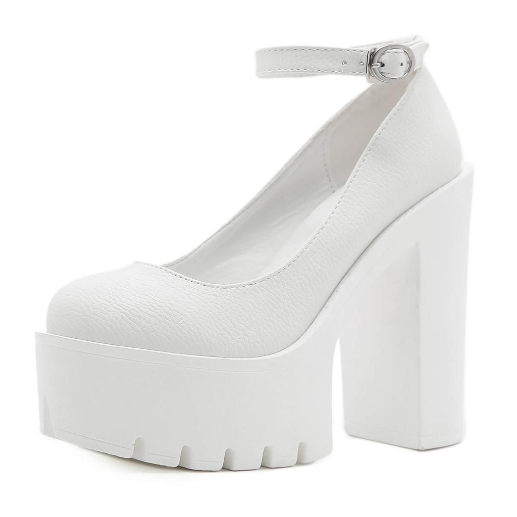 Женская обувь One Word с объемной пряжкой, толстый каблук для сцены, ночной клуб, высокий каблук, пикантный каблук 13 см, платформа 5 см, LFD