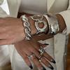 Water Drop Punk Hip Hop Bracelets Gold Silver Cuff Wide Bangles Chunky Bangles