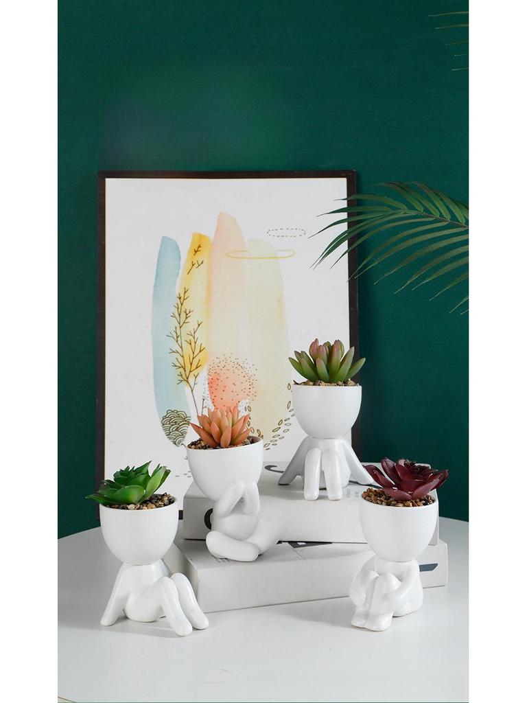 Креативная керамическая статуэтка и набор ваз для искусственного растения для домашнего декора