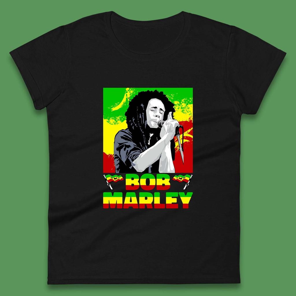Bob Marley Reggae Music Legends Never Die Jamaican Singer Songwriter Womens Tee T Shirt Mens Tops Unisex Top