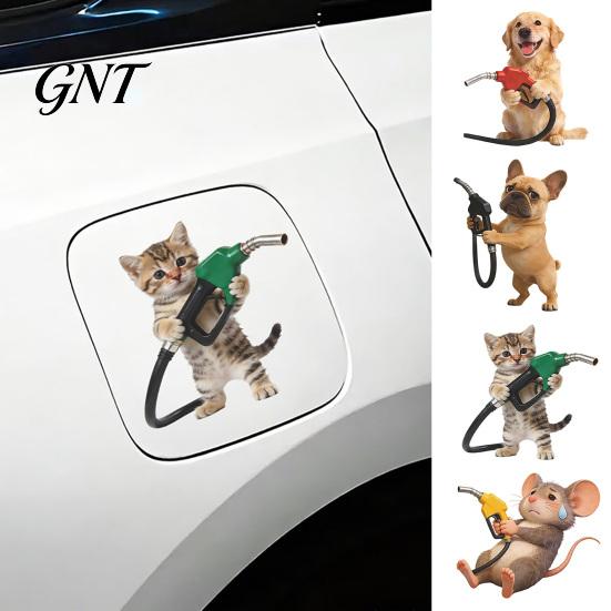 Trucks Fuel Cap Sticker Fun Sticker, Cute Dog Cat Mouse Car Animal Waterproof Self Adhesive Decal for Cars Windows Tailgate