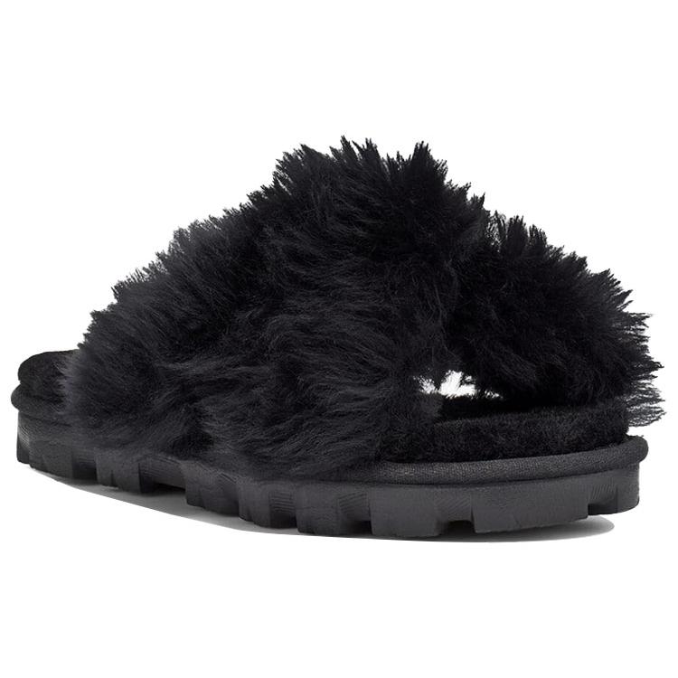 UGG Пушистые черные тапочки женские 1108917-BLK