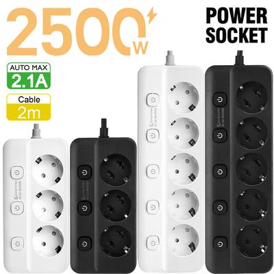 Розетки переменного тока с европейской вилкой, удлинитель с несколькими ответвлениями, сетевой фильтр с USB-адаптером типа C и быстрой зарядкой PD