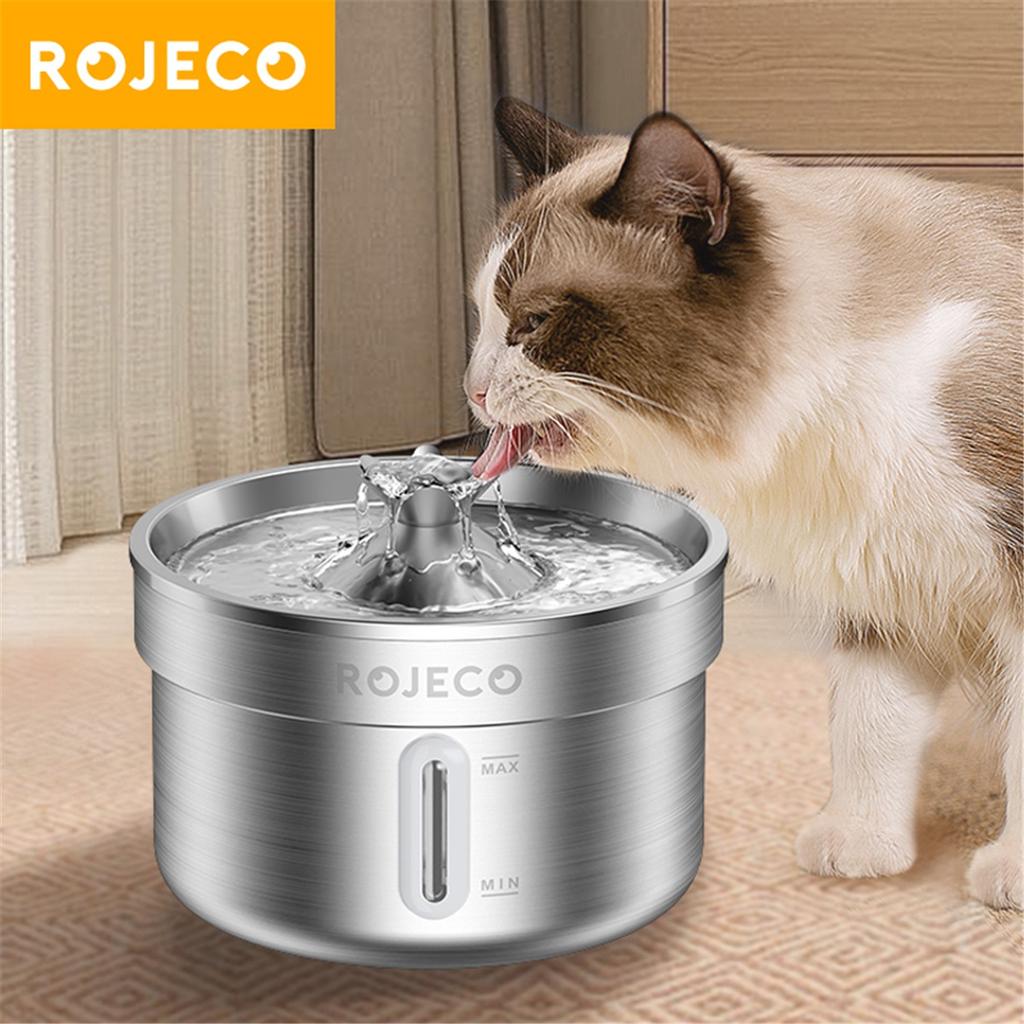ROJECO Stainless Steel Pet Drinking Fountain Auto Cat Water Fountain Smart Pet Water Dispenser with Pump for Dog Cat Drink Bowl