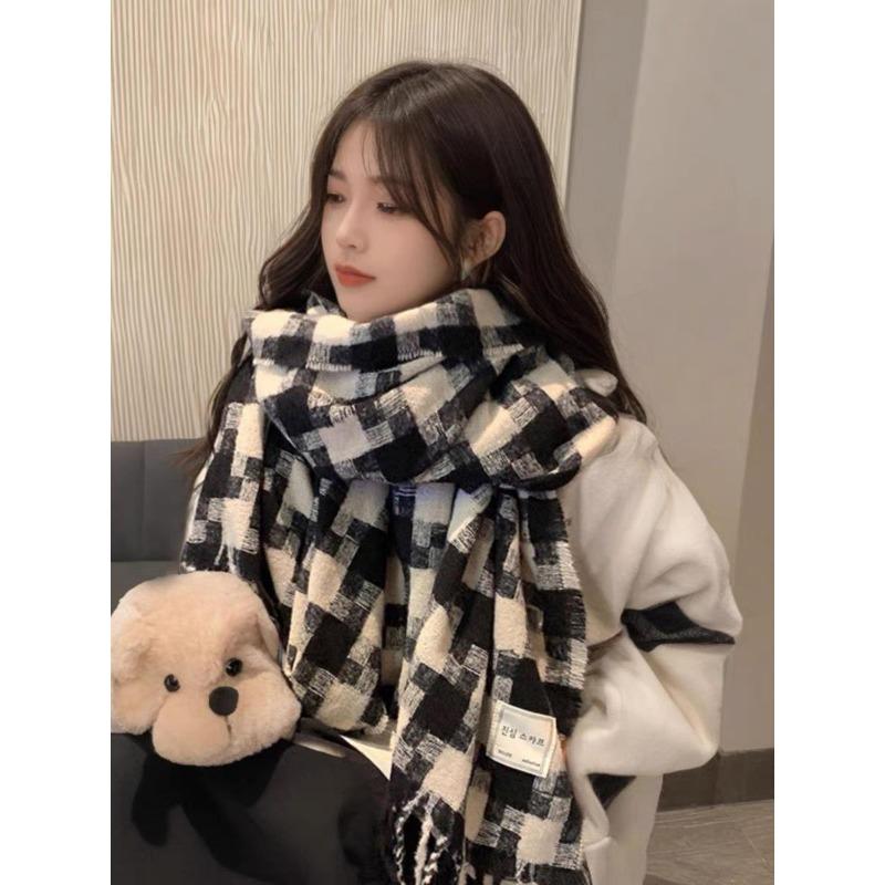 Plaid Collection~ Korean Plaid Fringed Ins Scarf Female Autumn And Winter Students Warm Atmosphere Scarf