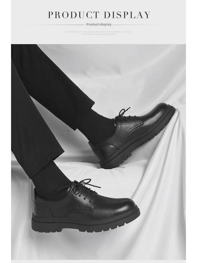 Мужские туфли 2024 года из черной кожи, увеличивающие рост, 10 см, формальные и повседневные, дышащий зимний дизайн