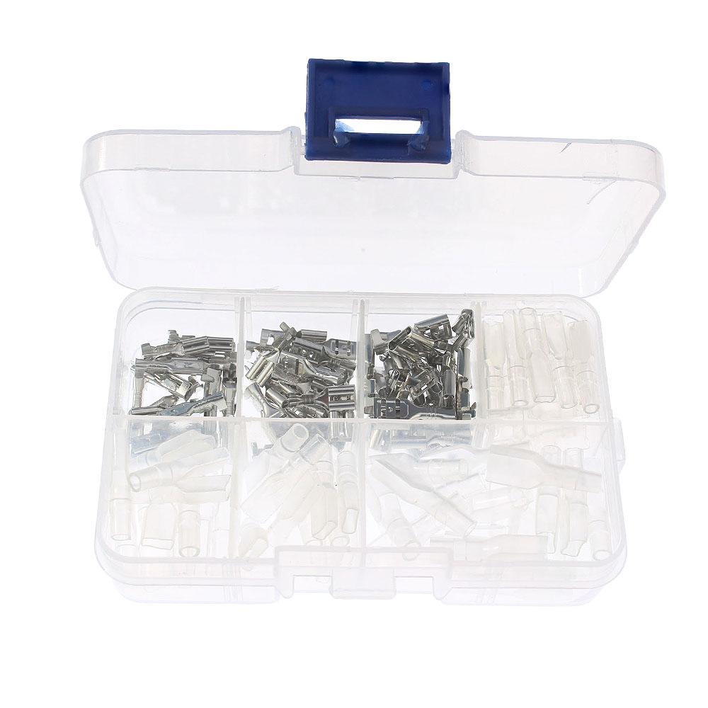 120 шт. комплект для обжима проводов с пружинными клеммами - обжимные клеммы электрические клеммные концы 2,8 мм 4,8 мм 6,3 мм клеммные соединители