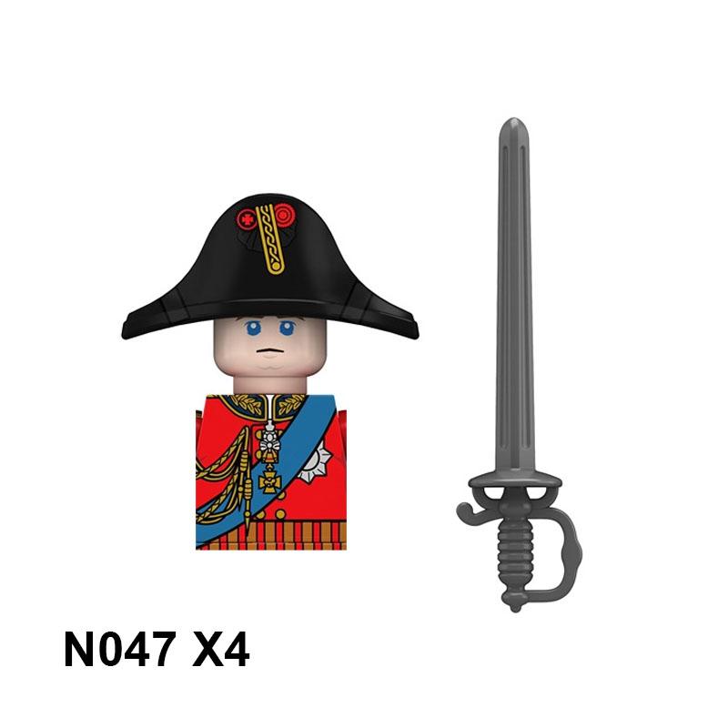 4pcs Military Building Blocks Medieval Knights Duke Marshal Figures Napoleonic Wars Weapons Sword Flags Shoulder Armor Cape Brick MOC