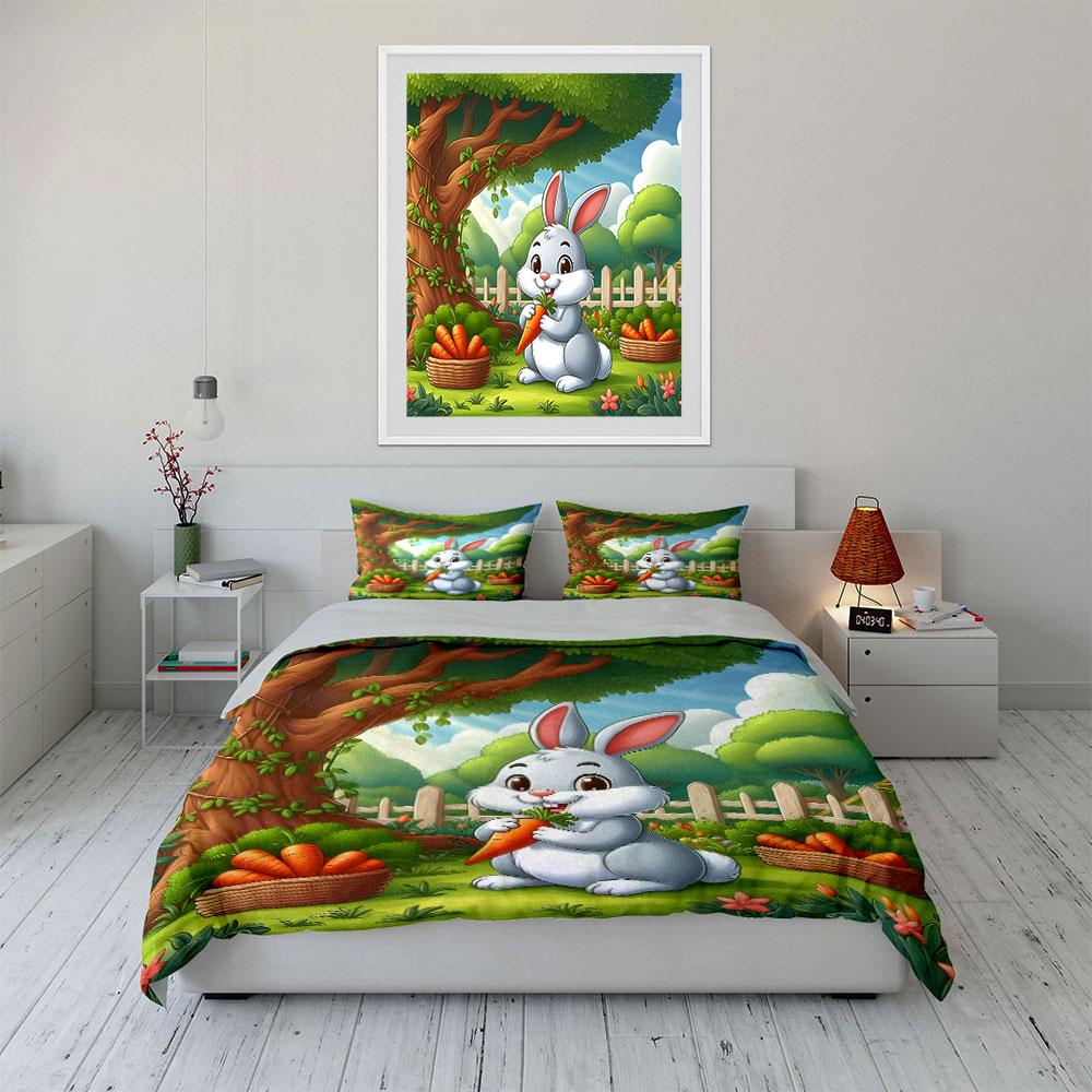 Whimsical bunny garden delight Bedding sets Duvet covers Pillowcases(1* Duvet Cover 2* Pillowcases without duvet insert)