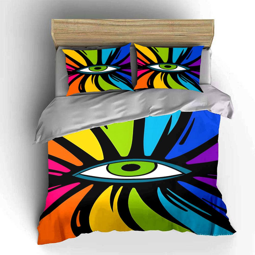 Abstract colorful eye design. Bedding sets Duvet cover sets Duvet covers Pillowcases(1*Duvet Cover 2*Pillowcases without duvet insert)