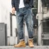 Мужские ретро-джинсы в стиле пэчворк для спецодежды: Корейский стиль, свободный крой, прямые брюки-шаровары для осени и зимы