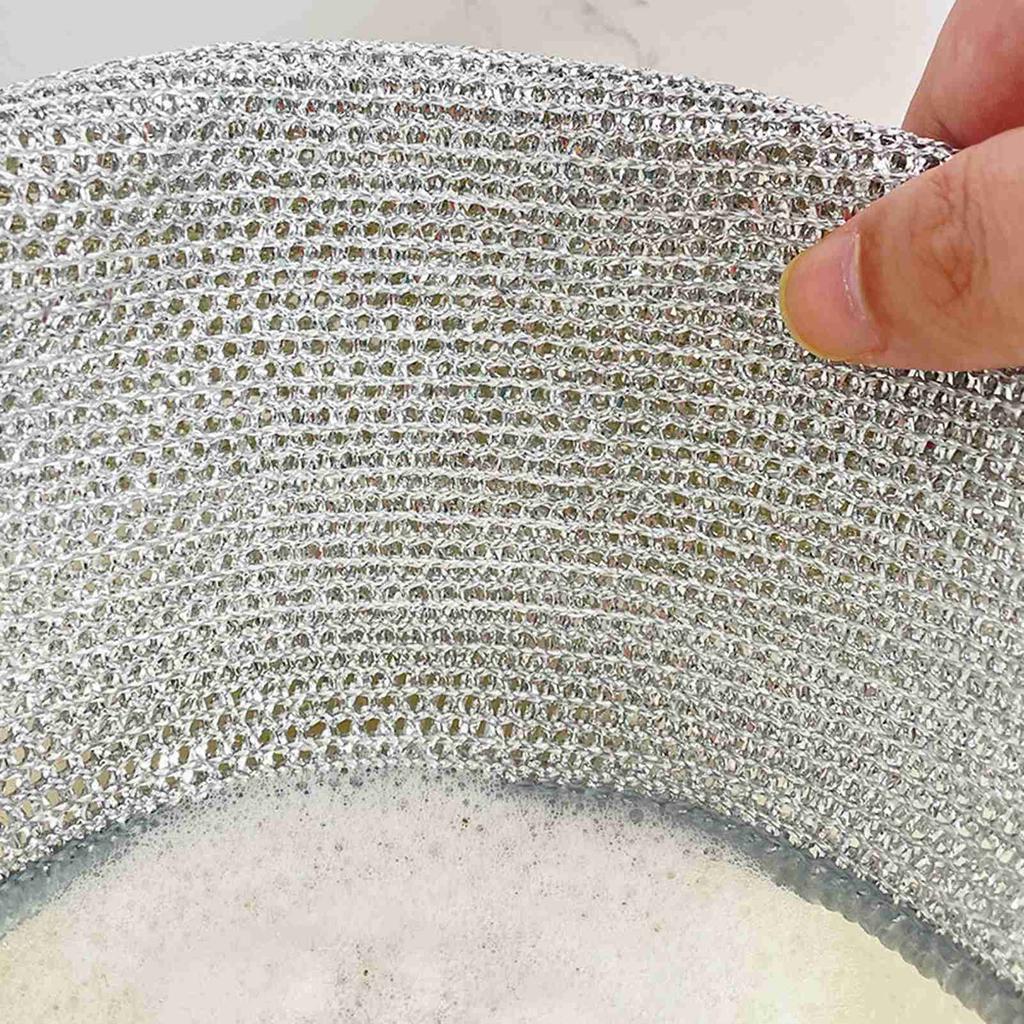 10 шт. Двусторонние тряпки из серебряной проволоки Многофункциональные антипригарные салфетки для мытья посуды Салфетки для кухни