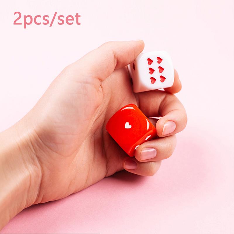 2pcs Acrylic 6 Sided Round Corner Heart-shaped Dice Board Games Creative Heart Dices Bar Party Family Entertainment Supply 25mm