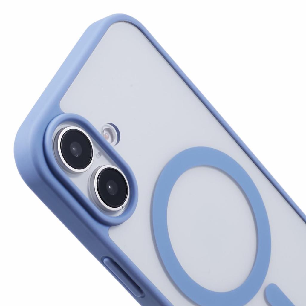 For iPhone 16 Case Compatible with MagSafe Shockproof PC+TPU Clear Phone Cover - Blue